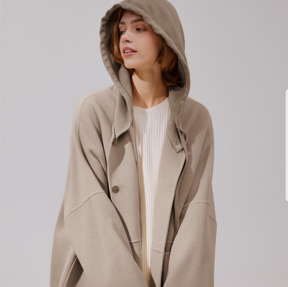 Ana Hooded Wool Cashmere Coat (Bone/Beige) - NAP Loungewear - Picture 5 of 13